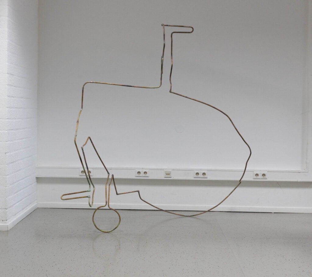 DG2A7124 Prototype of New Perspective made of copper tubing, the current view angle shows a wheelchair.